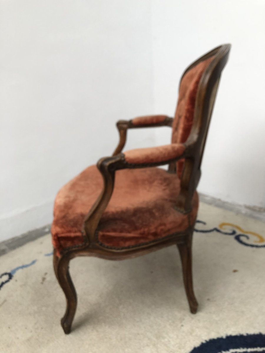 Louis XV Period Cabriolet Armchair, Blanchard Stamp, 18th Century -photo-3
