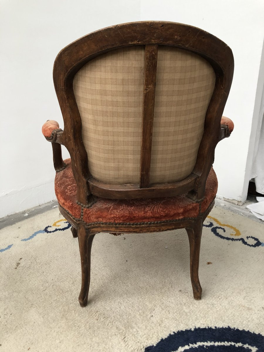 Louis XV Period Cabriolet Armchair, Blanchard Stamp, 18th Century -photo-4