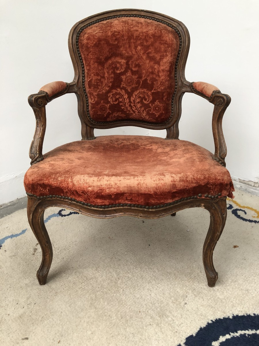 Louis XV Period Cabriolet Armchair, Blanchard Stamp, 18th Century 