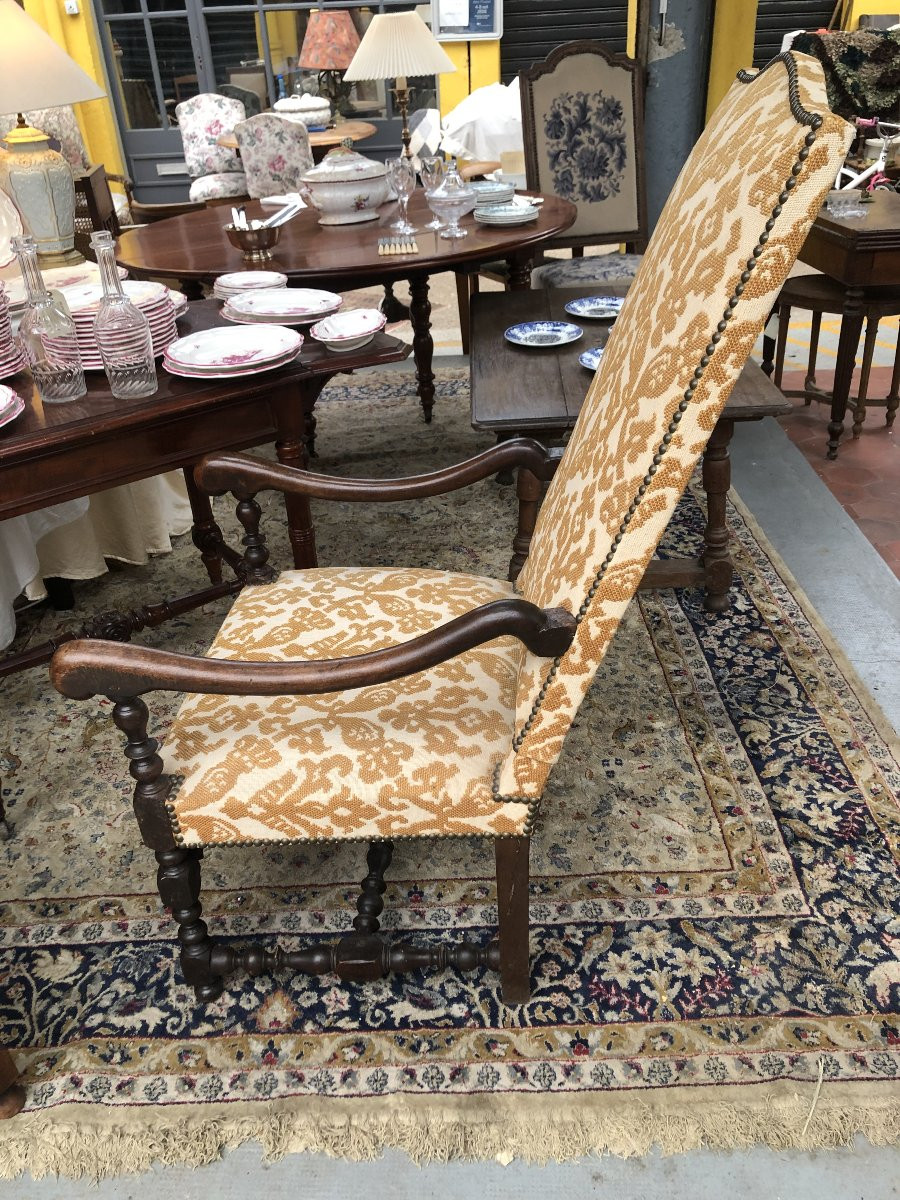Louis XIII Period 17th Century High-backed Armchair -photo-3