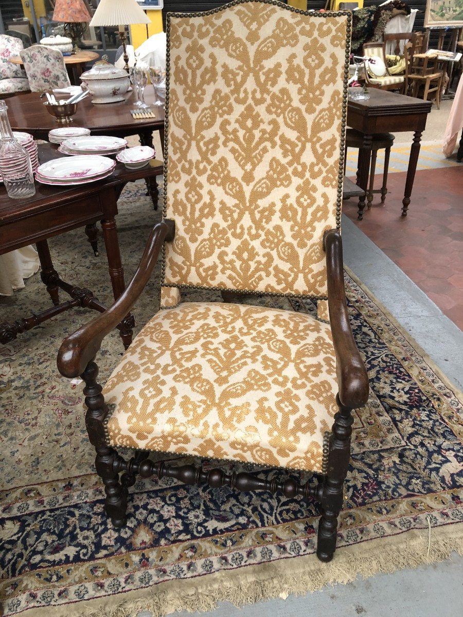 Louis XIII Period 17th Century High-backed Armchair 