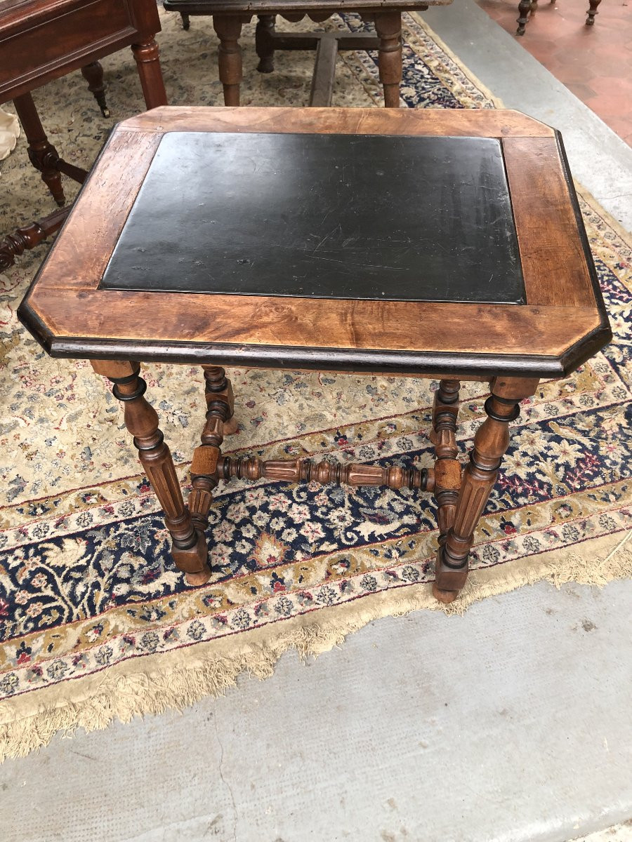 TABLE GUERIDON  A PLATEAU D' ARDOISE STYLE LOUIS XIII   XIX EME SIECLE -photo-2