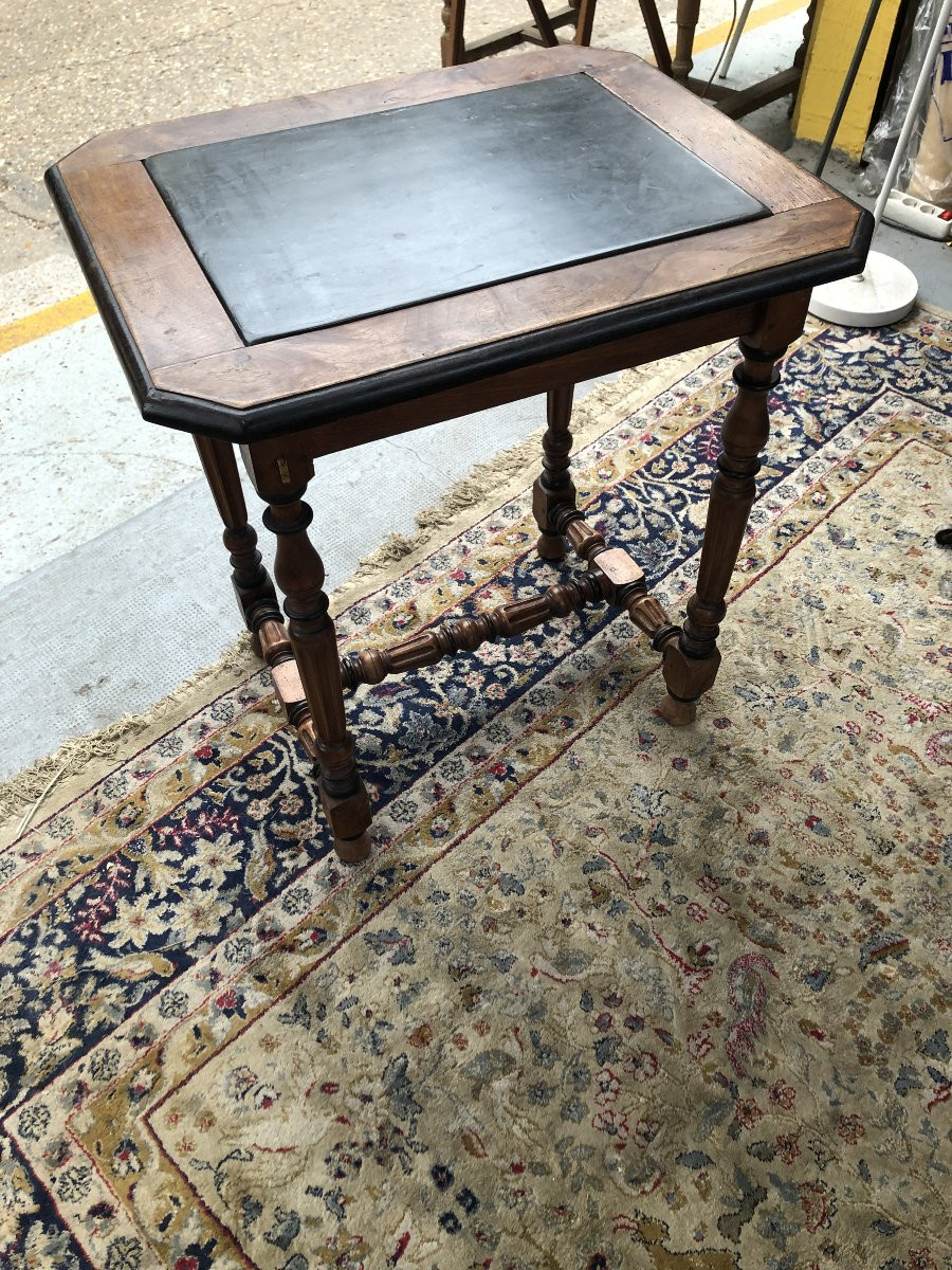 TABLE GUERIDON  A PLATEAU D' ARDOISE STYLE LOUIS XIII   XIX EME SIECLE -photo-2