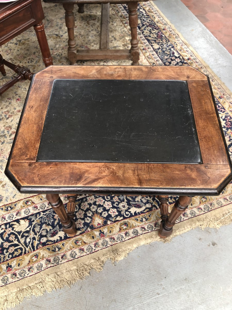 TABLE GUERIDON  A PLATEAU D' ARDOISE STYLE LOUIS XIII   XIX EME SIECLE -photo-8