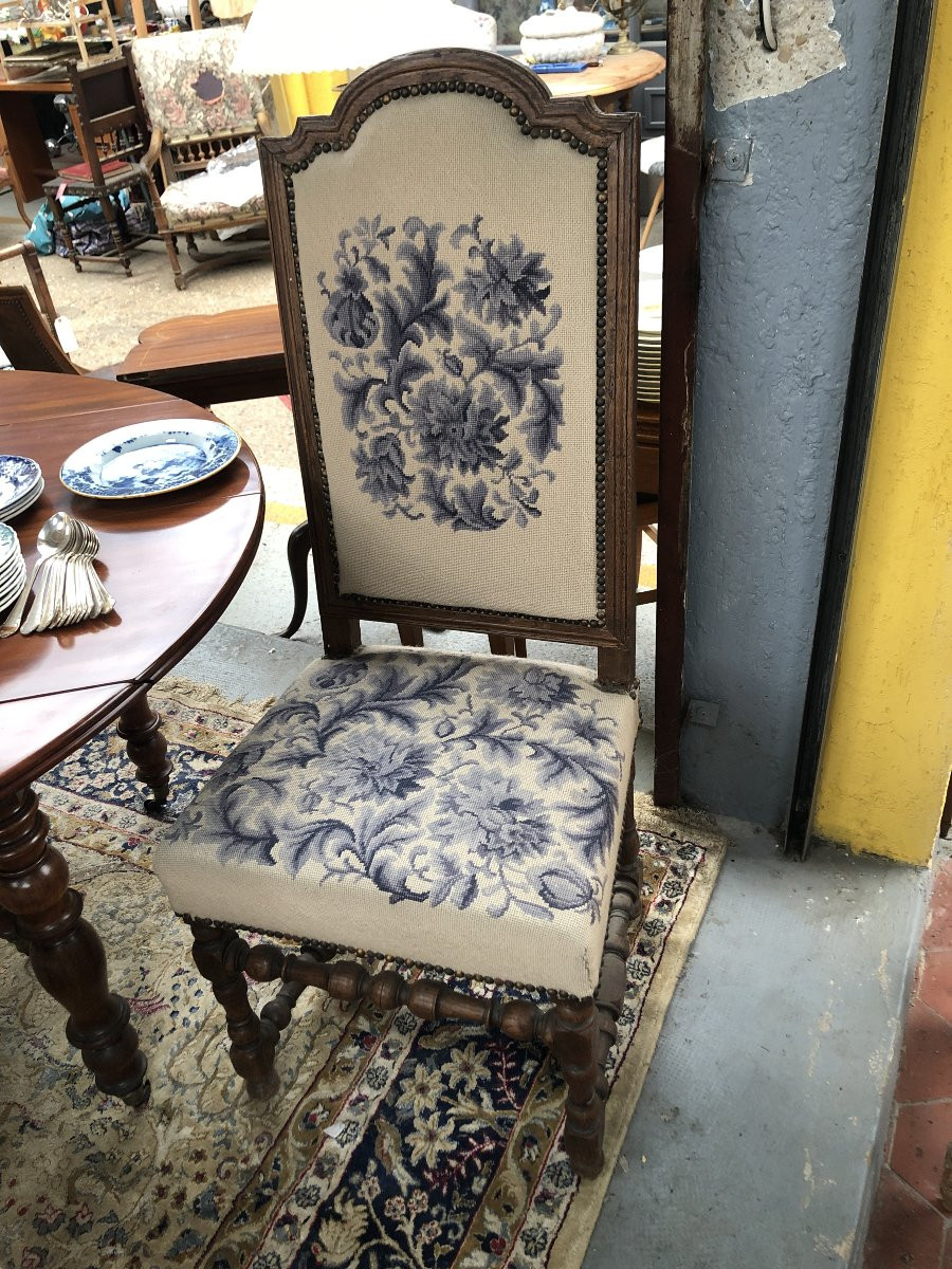 LARGE CHAISE A HAUT DOSSIER XVII EME SIECLE -photo-1