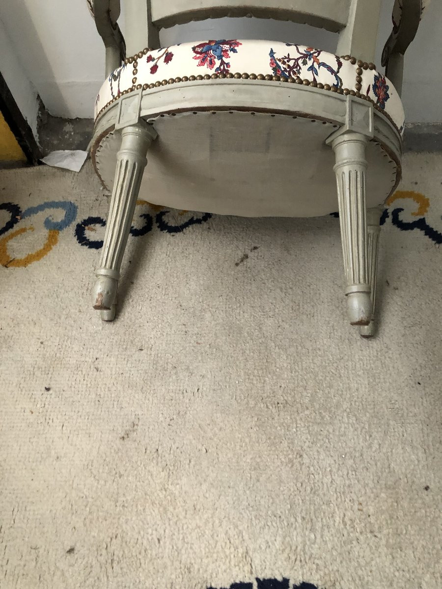 Pair Of Louis XVI Style Cabriolet Armchairs, 19th Century -photo-4