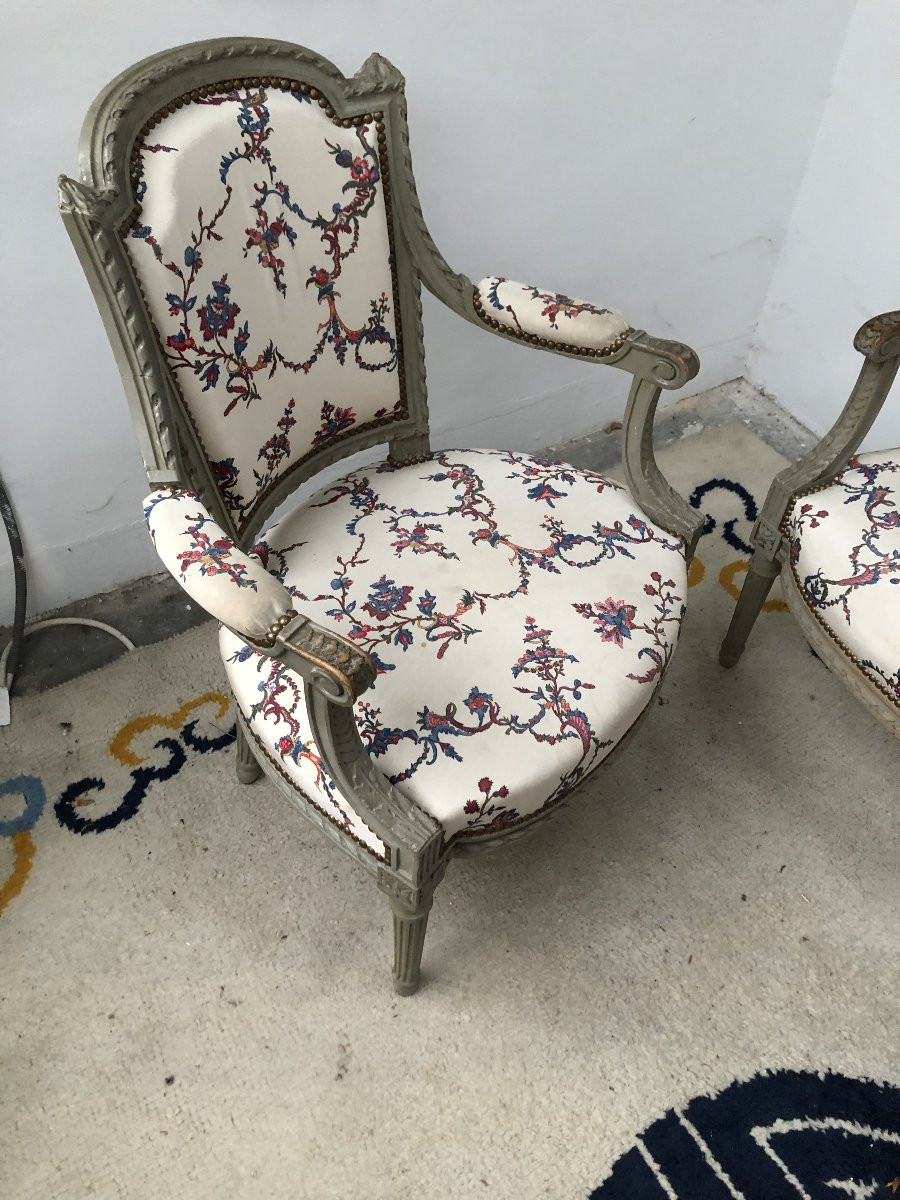 Pair Of Louis XVI Style Cabriolet Armchairs, 19th Century -photo-1