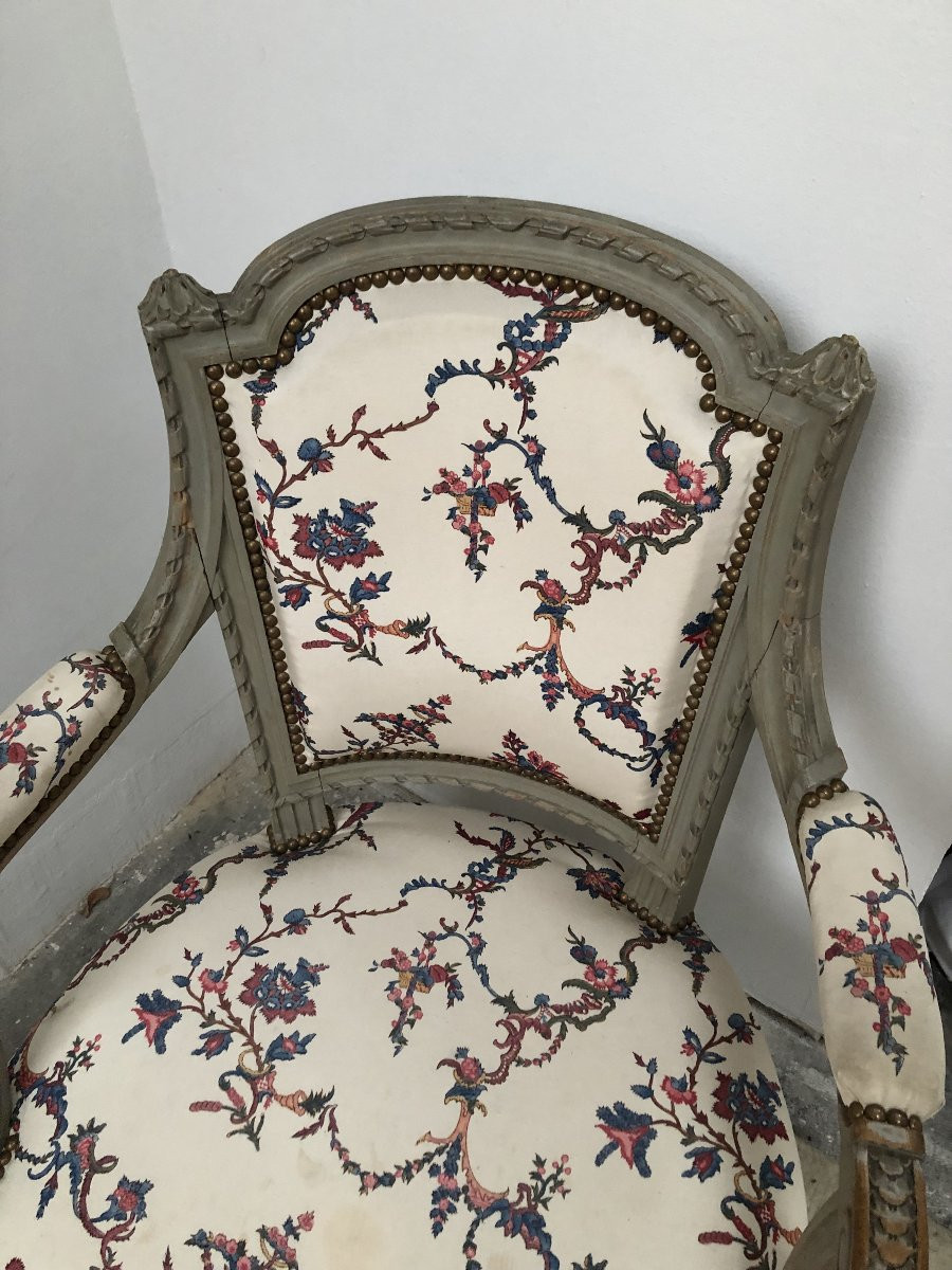 Pair Of Louis XVI Style Cabriolet Armchairs, 19th Century -photo-4