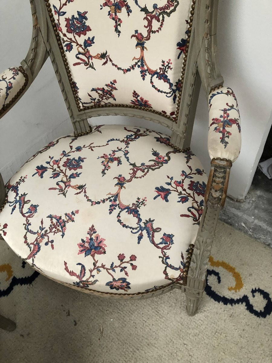 Pair Of Louis XVI Style Cabriolet Armchairs, 19th Century -photo-6