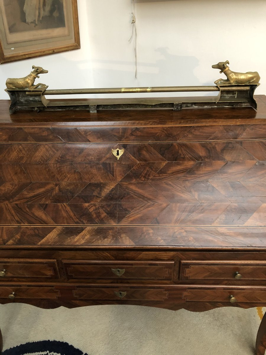 Bronze Fireplace Mantel Bar, Greyhound Design, Early 19th Century -photo-3