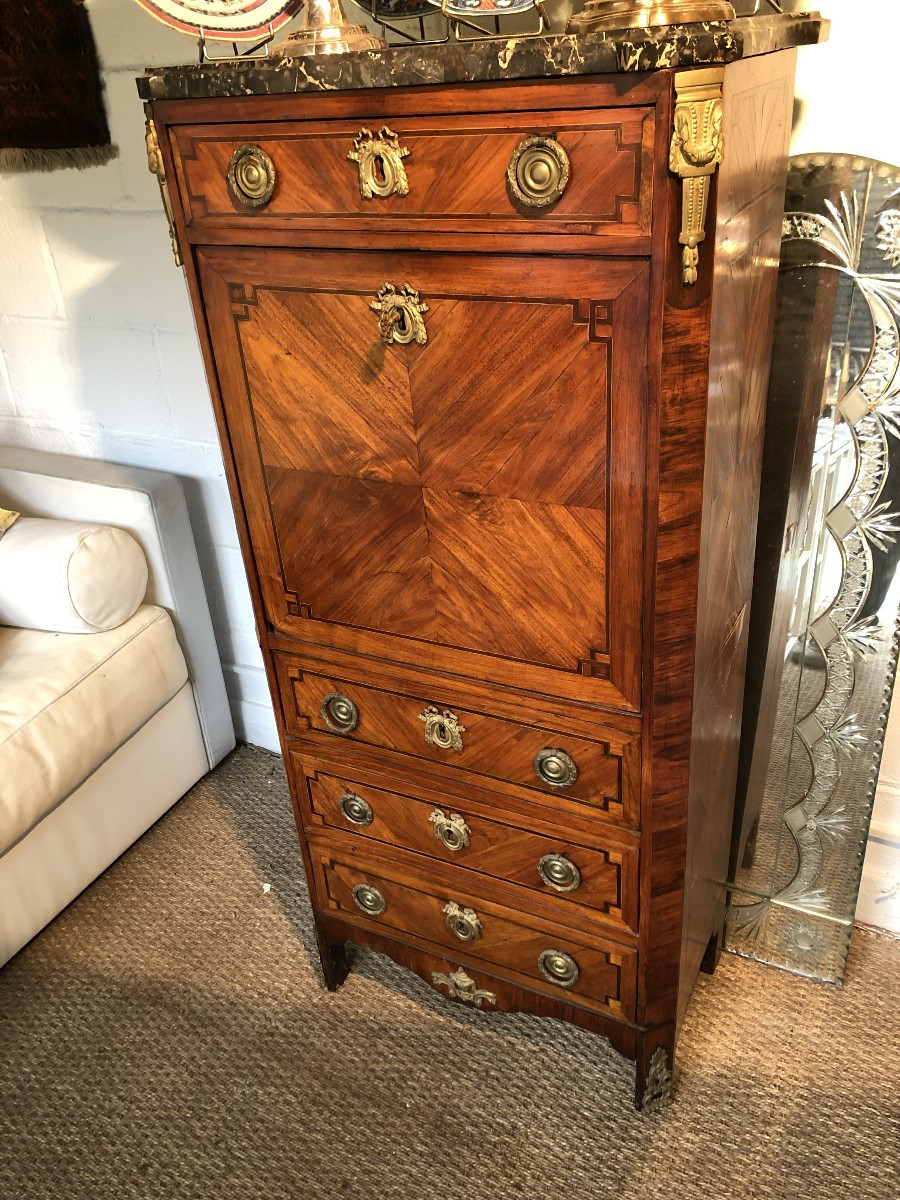 SECRETAIRE DE DAME EN MARQUETERIE XVIII EME SIECLE EPOQUE LOUIS XVI-photo-1