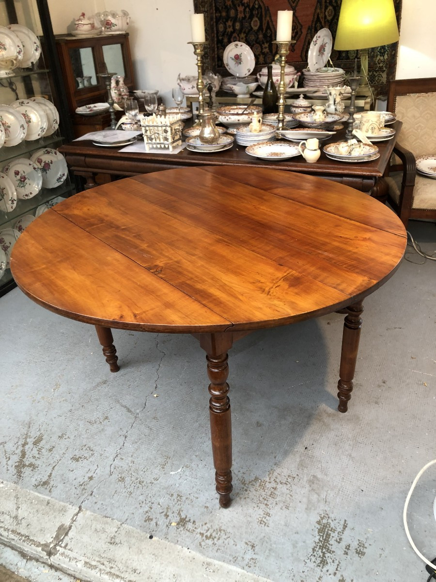 Round Table With Drop-leaf Leaf, Louis Philippe Period, 19th Century 