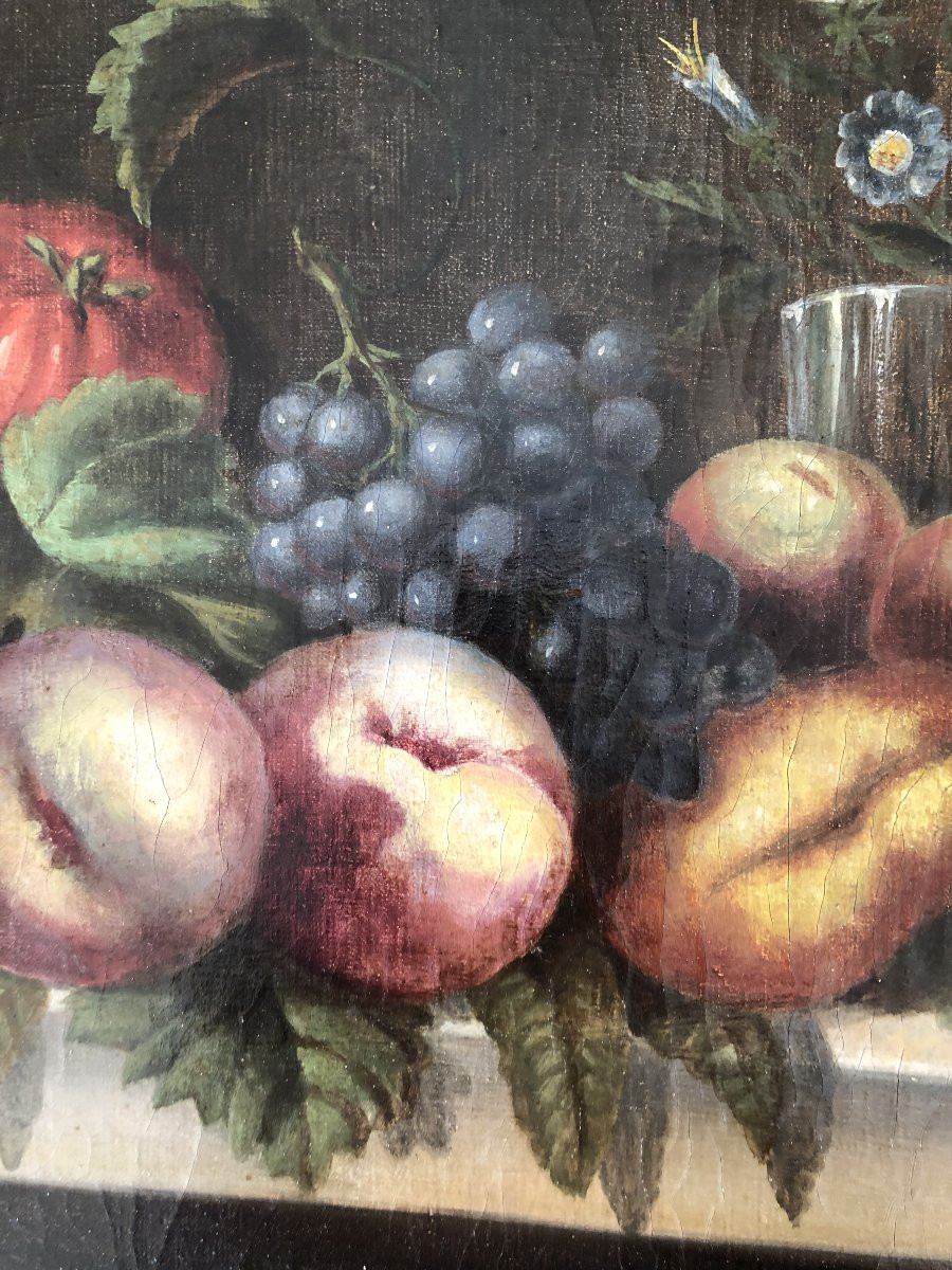 HUILE SUR TOILE NATURE MORTE XVIII EME SIECLE -photo-5