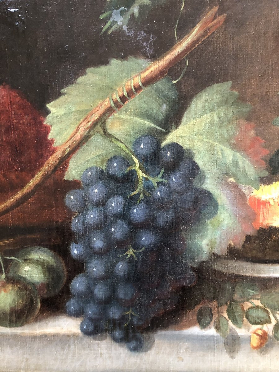 HUILE SUR TOILE NATURE MORTE XVIII EME SIECLE -photo-2