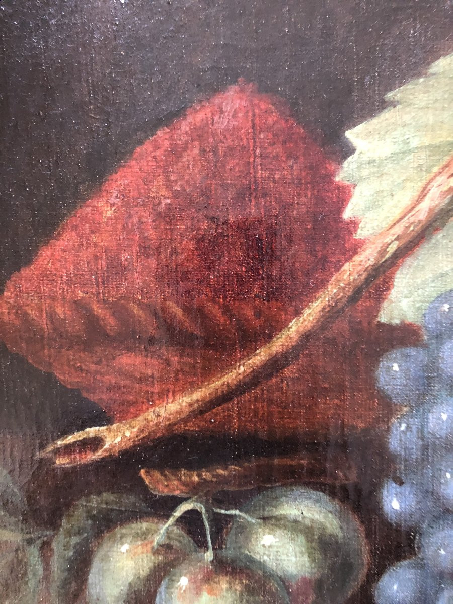 HUILE SUR TOILE NATURE MORTE XVIII EME SIECLE -photo-3