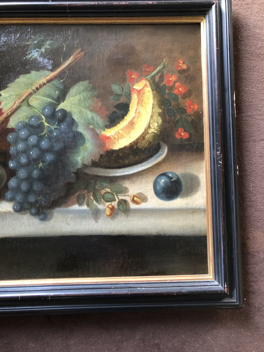 HUILE SUR TOILE NATURE MORTE XVIII EME SIECLE -photo-1