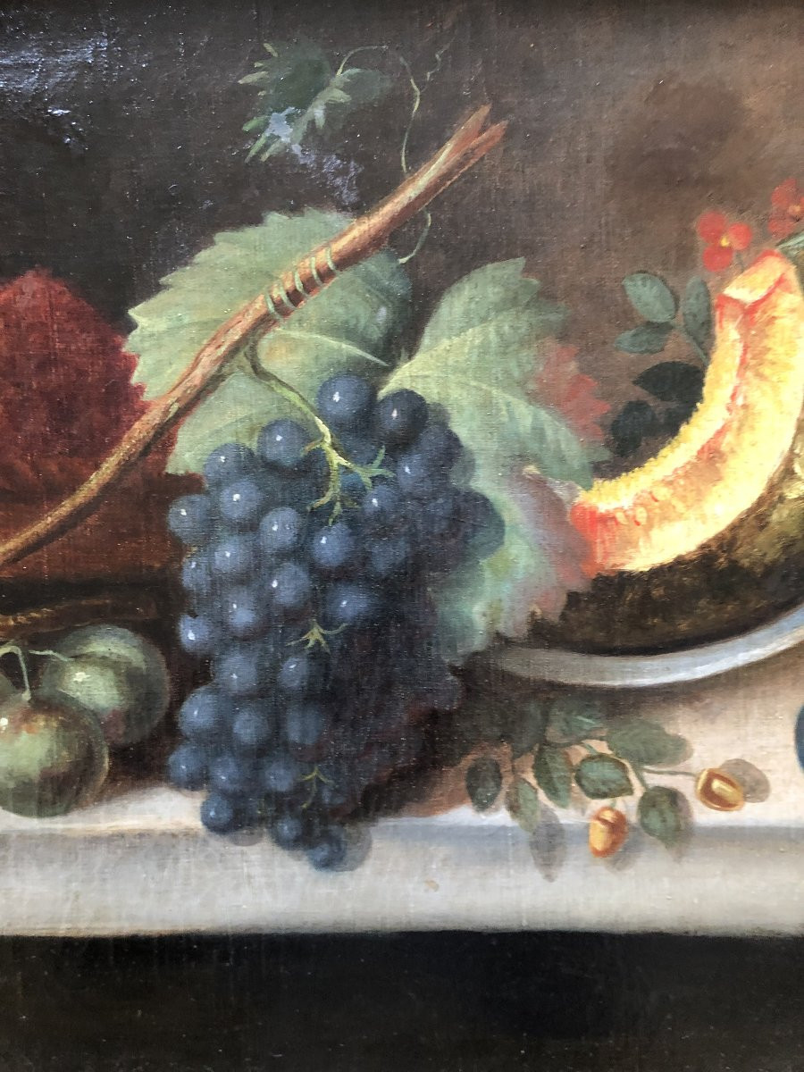 HUILE SUR TOILE NATURE MORTE XVIII EME SIECLE -photo-4
