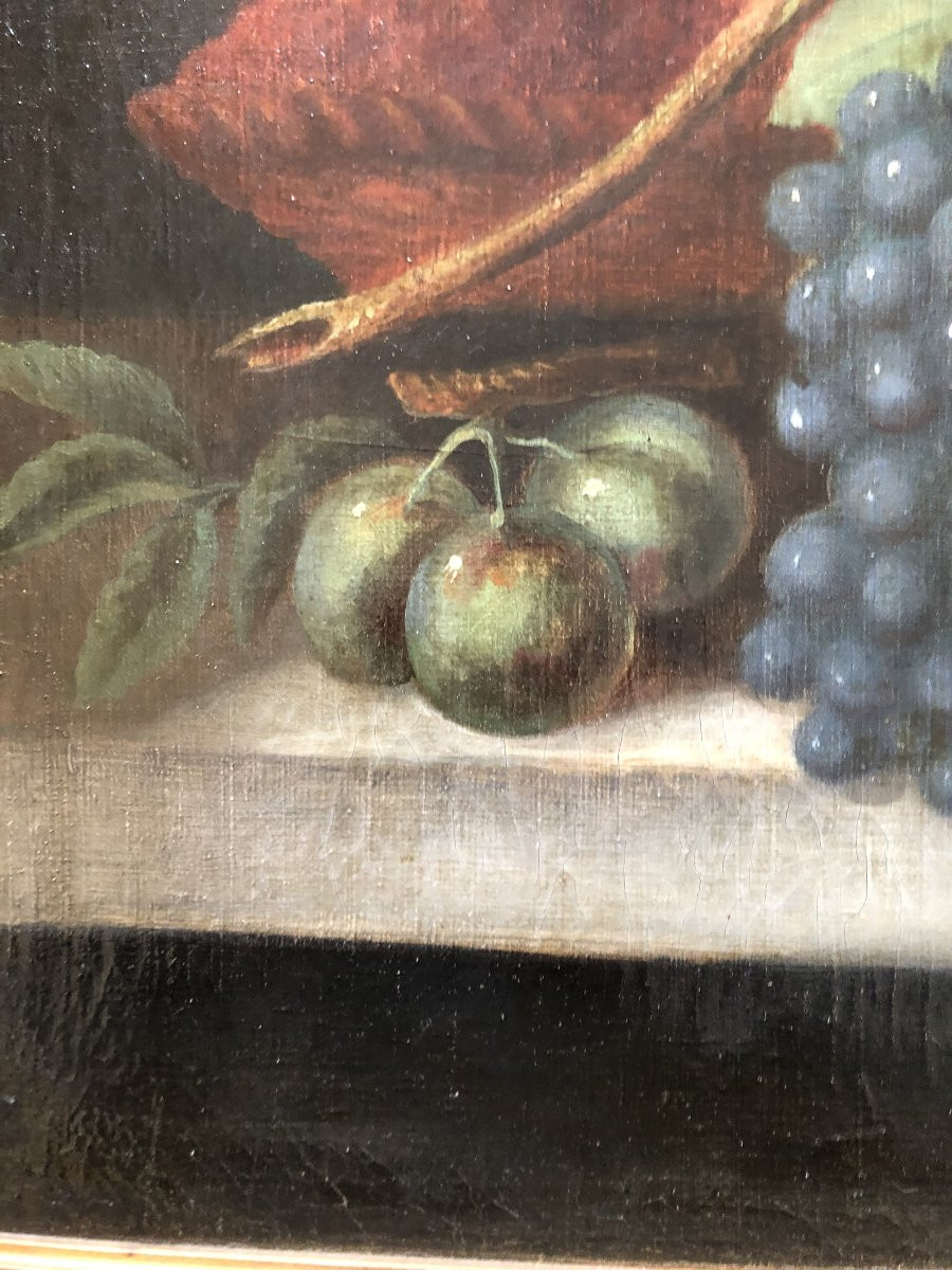 HUILE SUR TOILE NATURE MORTE XVIII EME SIECLE -photo-6