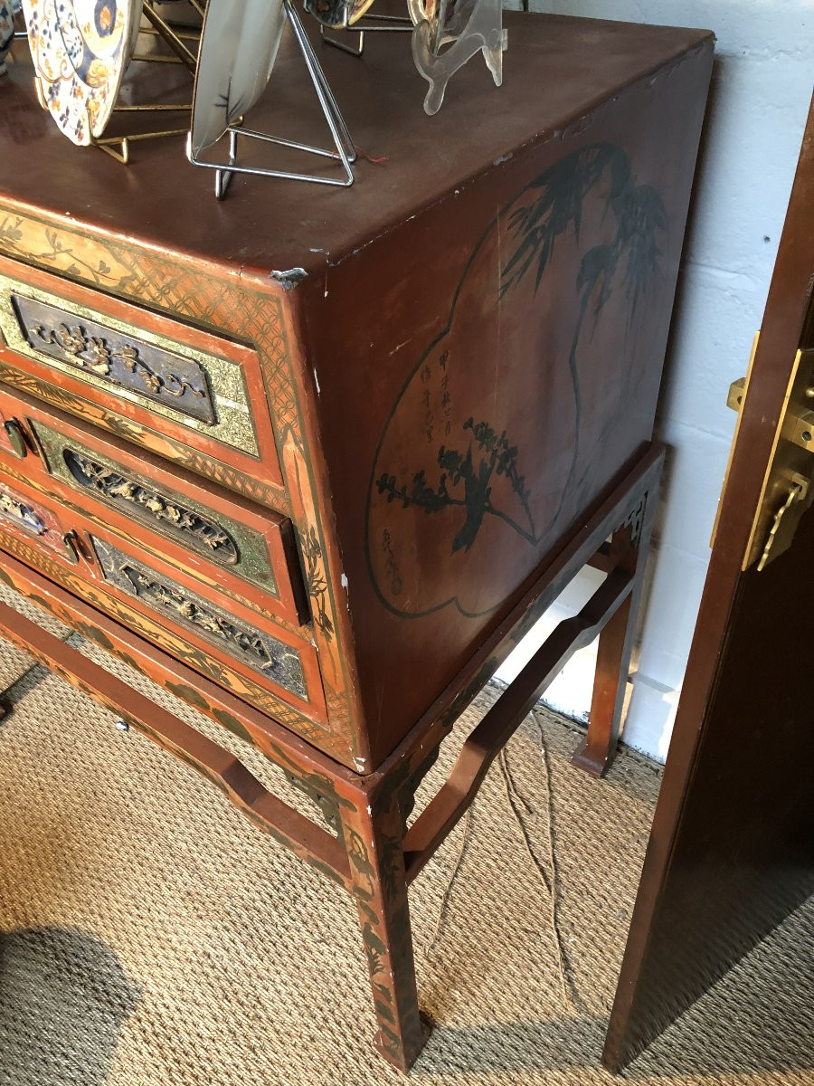 CABINET EN LAQUE DE CANTON XIX EME SIECLE -photo-3
