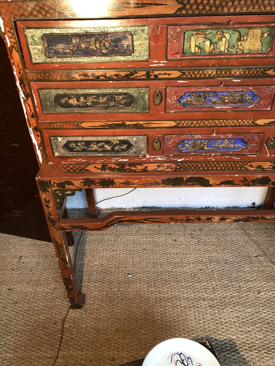 CABINET EN LAQUE DE CANTON XIX EME SIECLE -photo-2