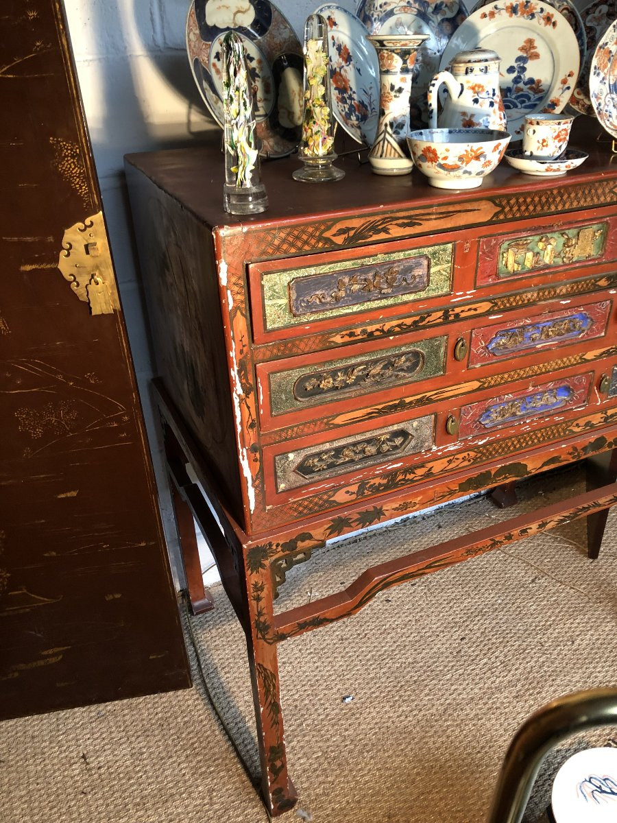 CABINET EN LAQUE DE CANTON XIX EME SIECLE -photo-4