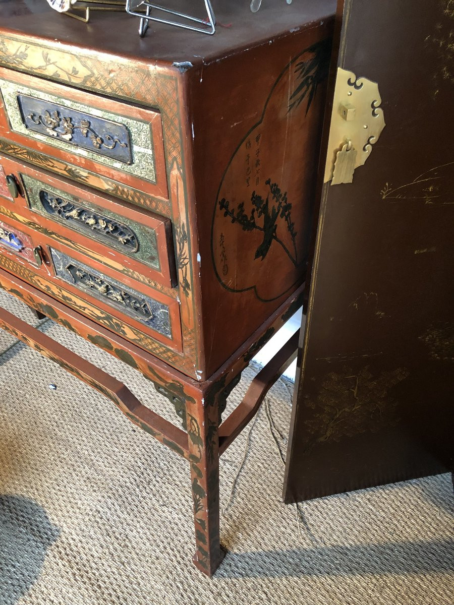 CABINET EN LAQUE DE CANTON XIX EME SIECLE -photo-5