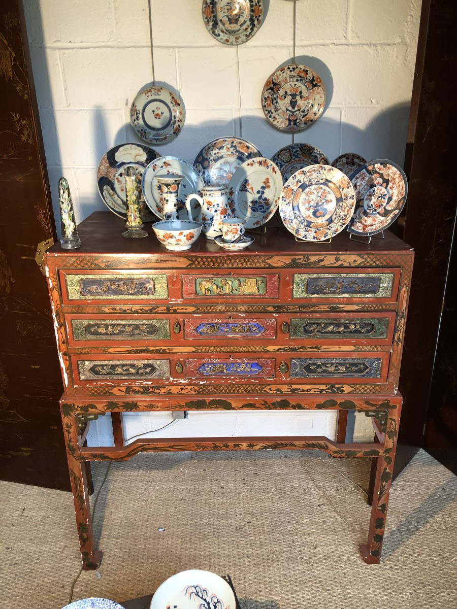 CABINET EN LAQUE DE CANTON XIX EME SIECLE 