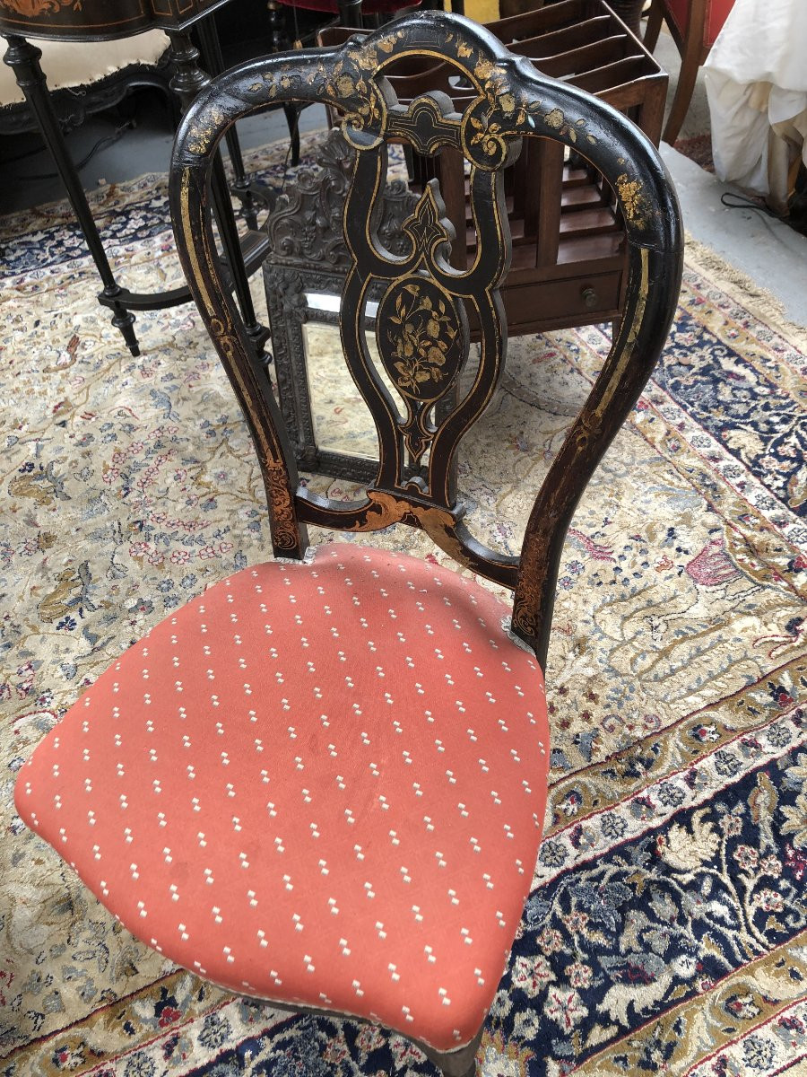 Blackened Wood Chair Napoleon III Period 19th Century-photo-4