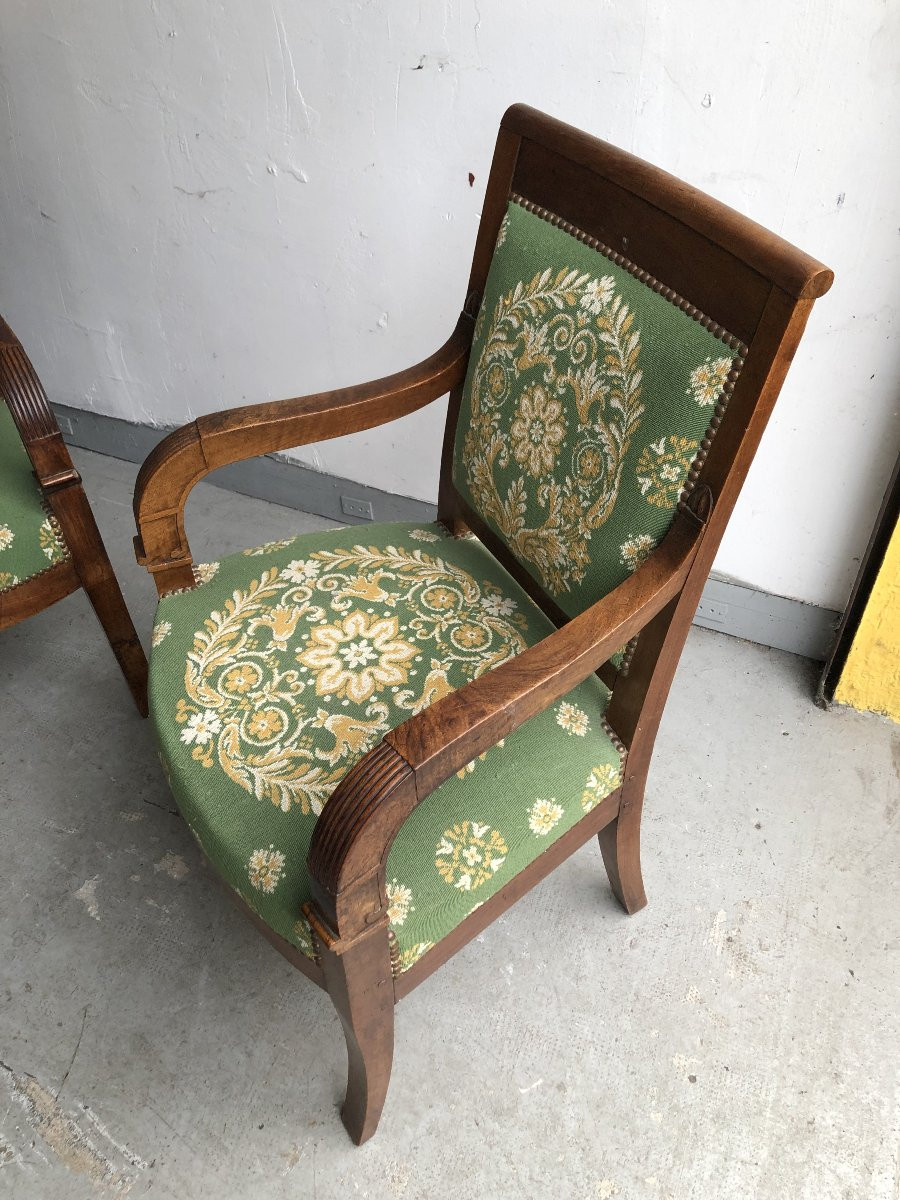 PAIRE DE FAUTEUILS EPOQUE  RESTAURATION  XIX EME SIECLE -photo-3