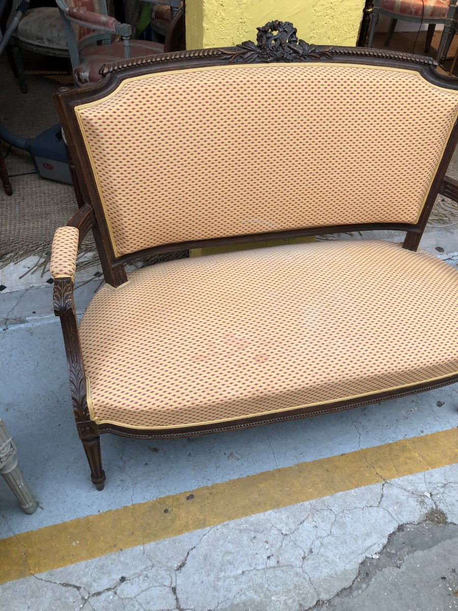 Small Louis XVI Style Sofa / Bench Seat-photo-4