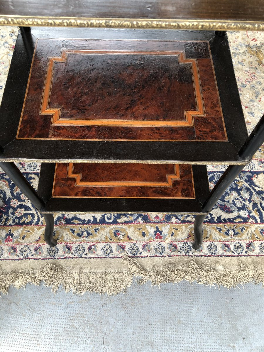 Table A 3 Plateau / Gueridon En Marqueterie Epoque Napoleon III 19 Eme Siecle-photo-3