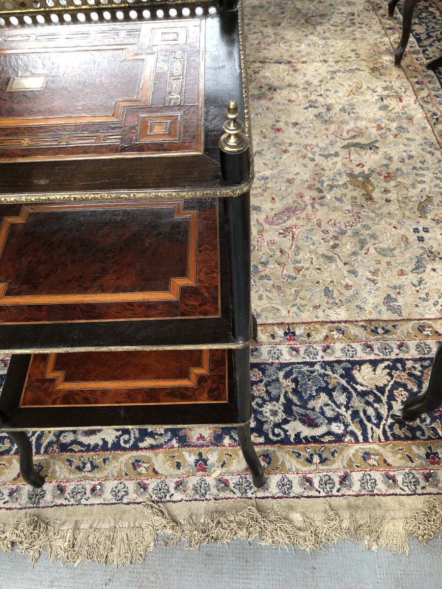 Table A 3 Plateau / Gueridon En Marqueterie Epoque Napoleon III 19 Eme Siecle-photo-6