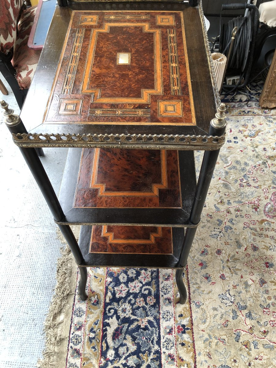 Table A 3 Plateau / Gueridon En Marqueterie Epoque Napoleon III 19 Eme Siecle-photo-7