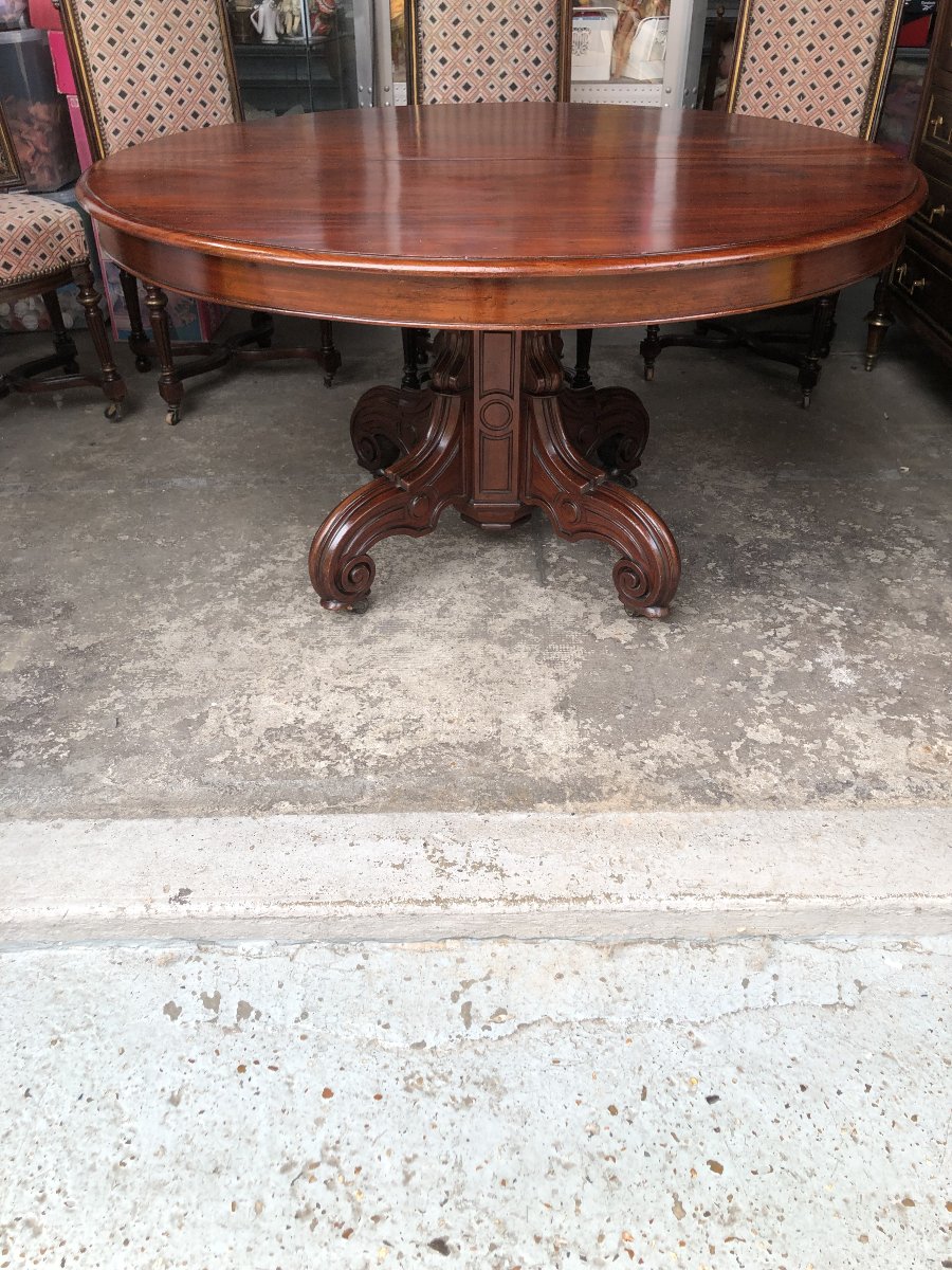 TABLE DE SALLE A MANGER A  CINQ PIEDS  EN ACJOU EPOQUE  LOUIS PHILIPPE XIX EME SIECLE -photo-2