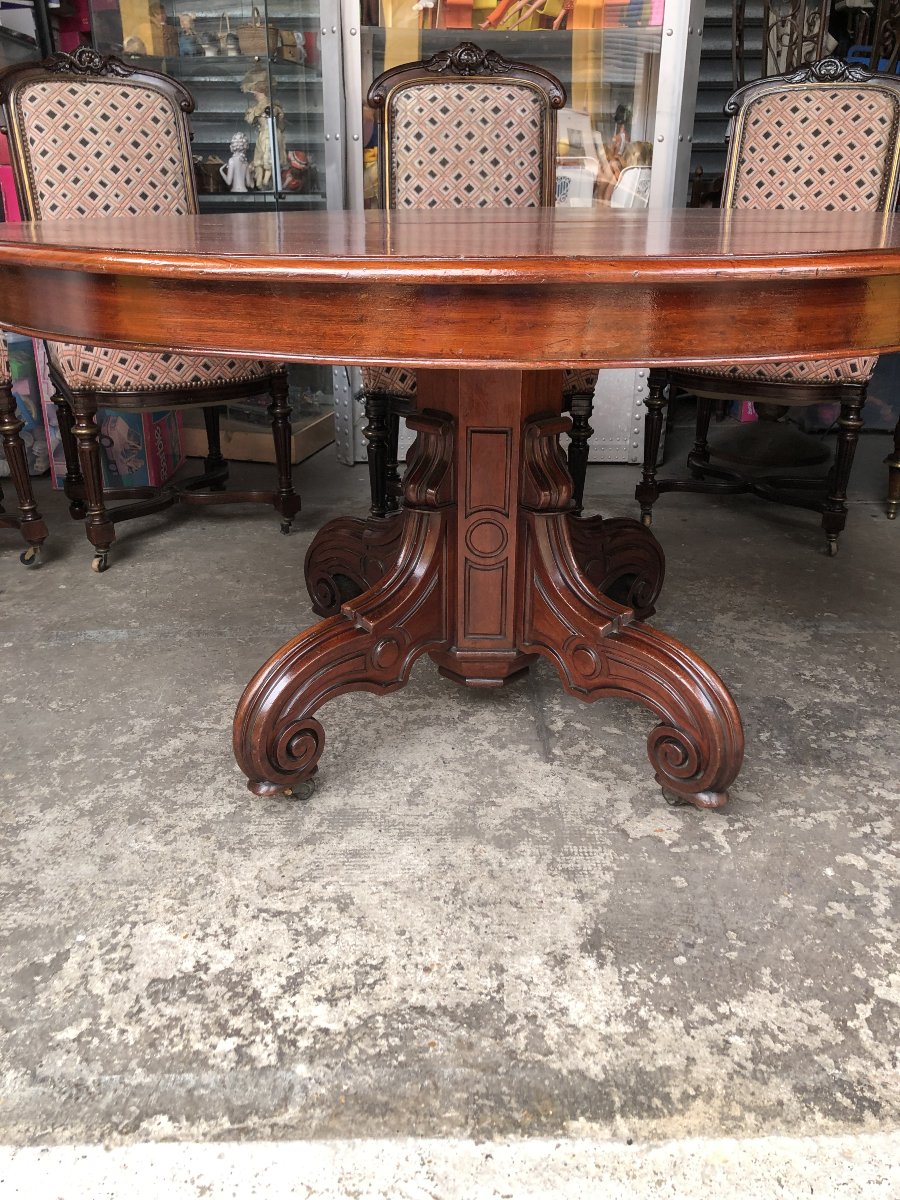 TABLE DE SALLE A MANGER A  CINQ PIEDS  EN ACJOU EPOQUE  LOUIS PHILIPPE XIX EME SIECLE -photo-4
