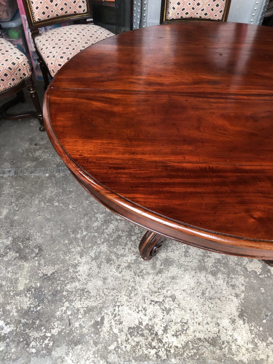 TABLE DE SALLE A MANGER A  CINQ PIEDS  EN ACJOU EPOQUE  LOUIS PHILIPPE XIX EME SIECLE -photo-1
