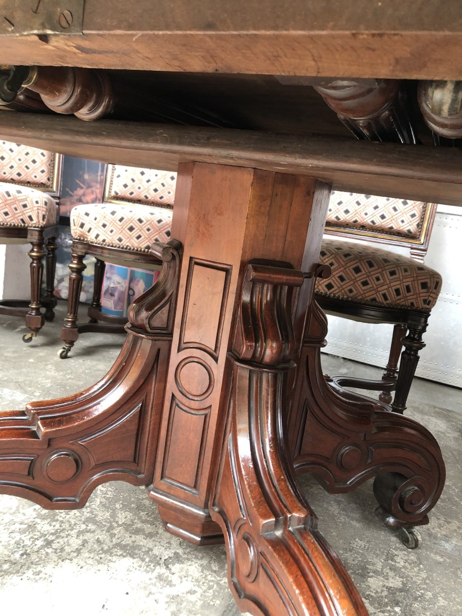 TABLE DE SALLE A MANGER A  CINQ PIEDS  EN ACJOU EPOQUE  LOUIS PHILIPPE XIX EME SIECLE -photo-4