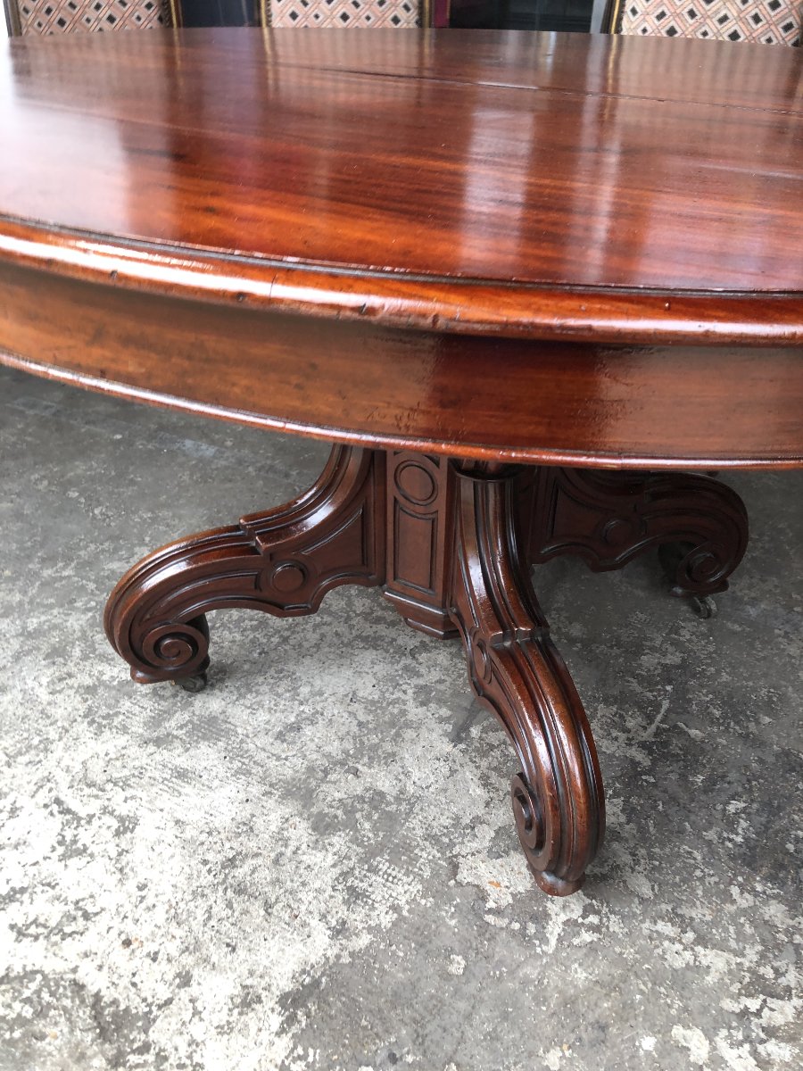 TABLE DE SALLE A MANGER A  CINQ PIEDS  EN ACJOU EPOQUE  LOUIS PHILIPPE XIX EME SIECLE -photo-6