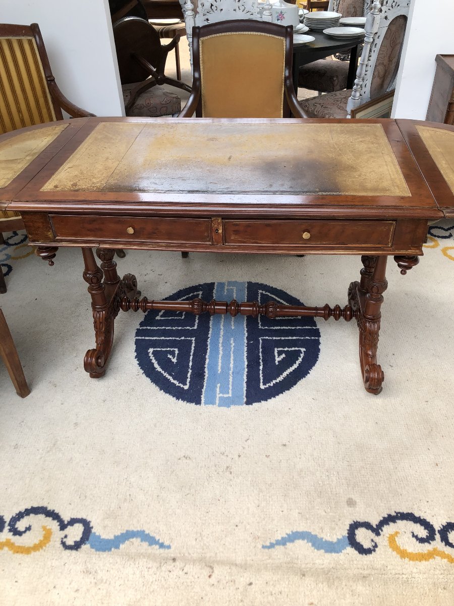 Mahogany Writing Desk English Work XIX Eme Siecle-photo-3