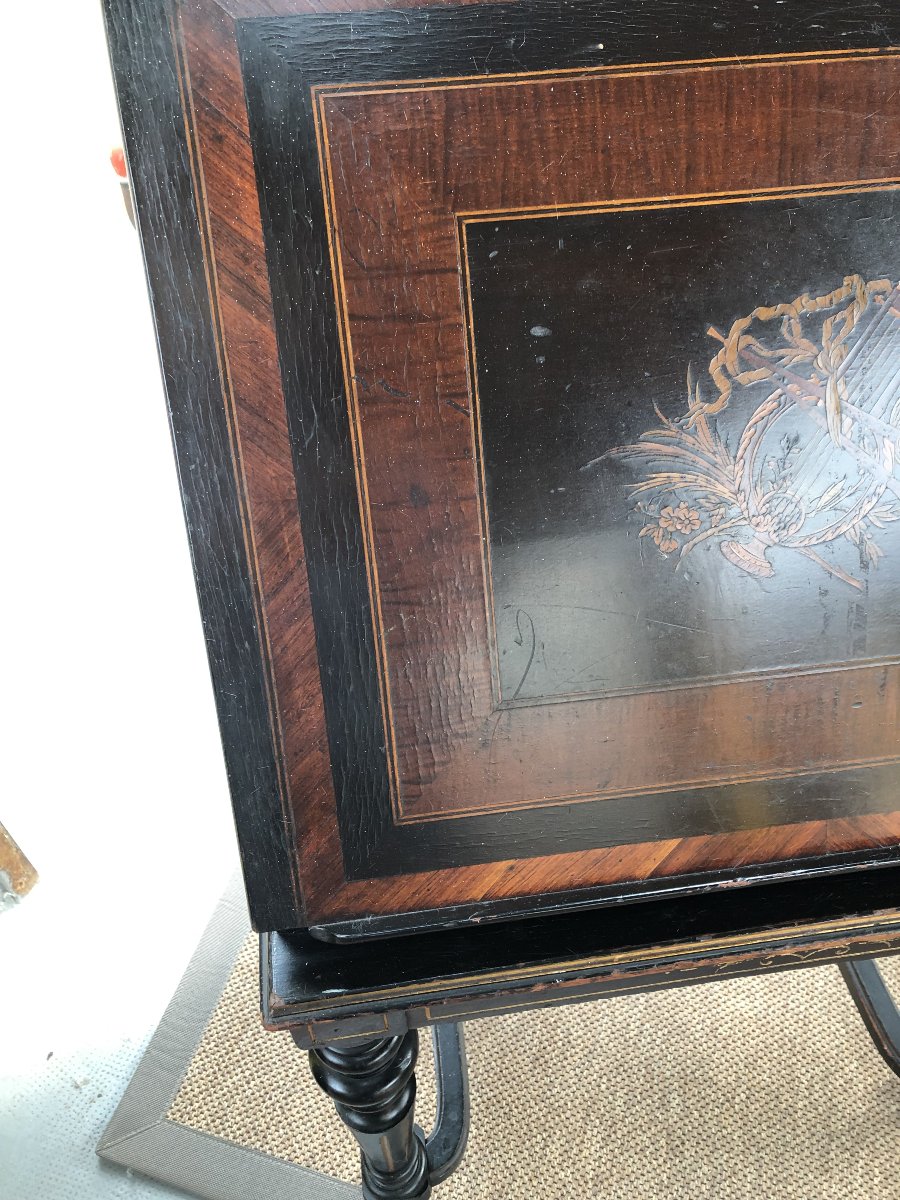 Score Cabinet In Blackened Wood And Marquetry XIX Eme Siecle Napoleon III-photo-2