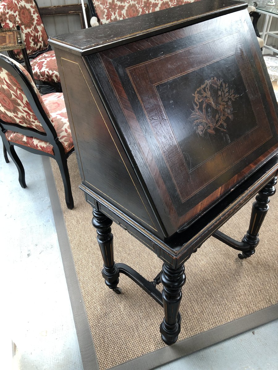 Score Cabinet In Blackened Wood And Marquetry XIX Eme Siecle Napoleon III-photo-3