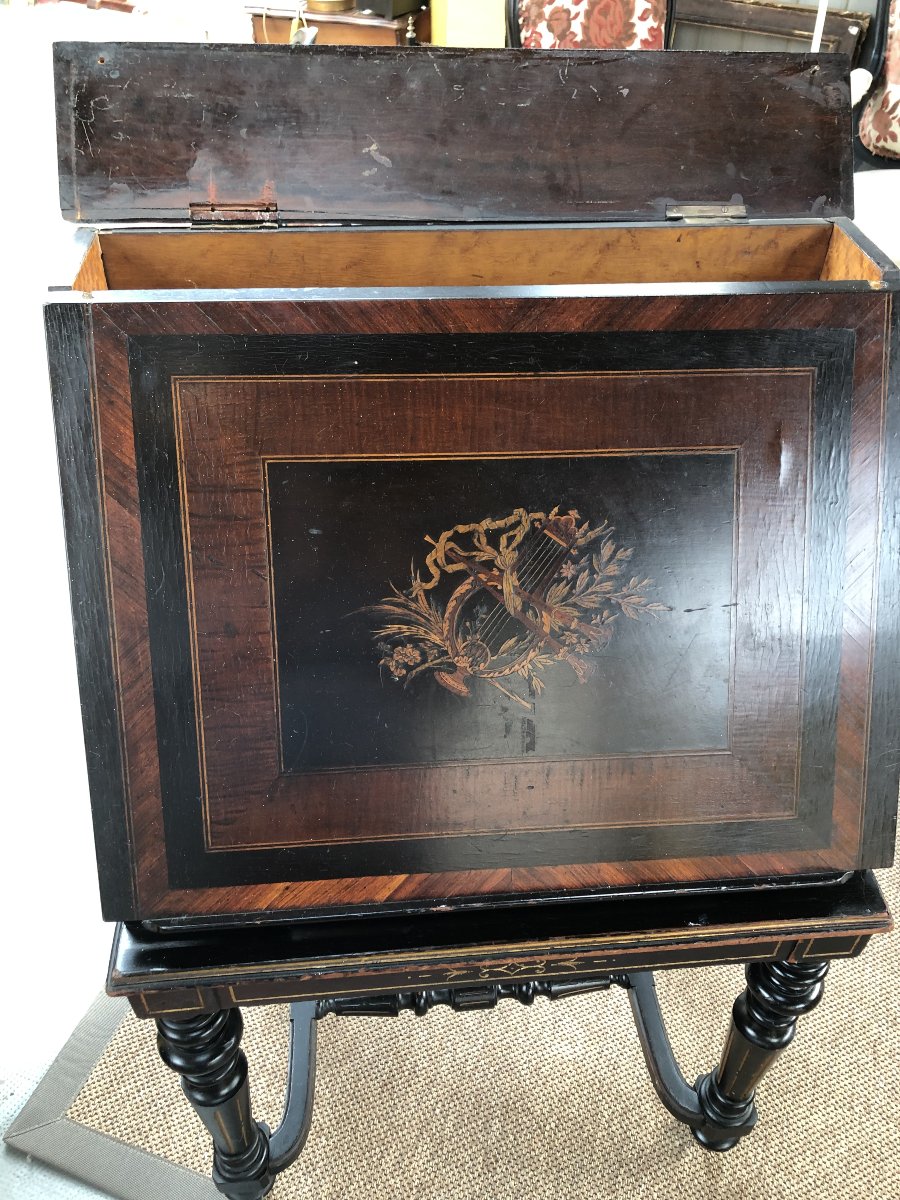 Score Cabinet In Blackened Wood And Marquetry XIX Eme Siecle Napoleon III-photo-5