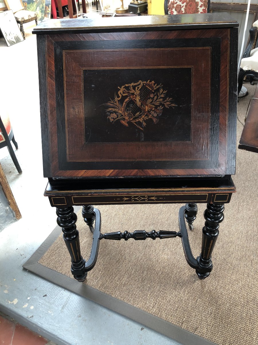 Score Cabinet In Blackened Wood And Marquetry XIX Eme Siecle Napoleon III