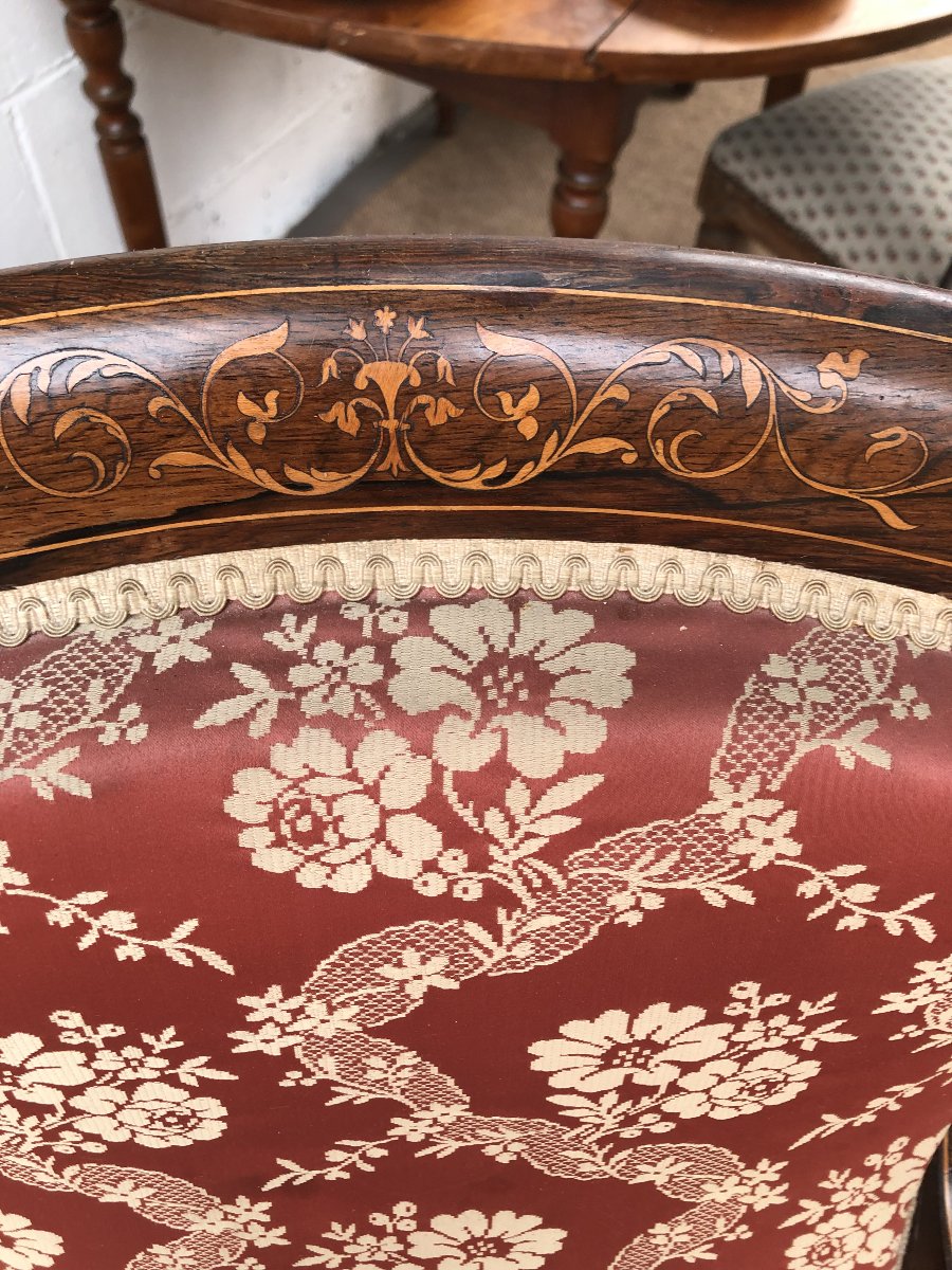 Mahogany Armchair With Inlay, Charles X Period, 19th Century -photo-2