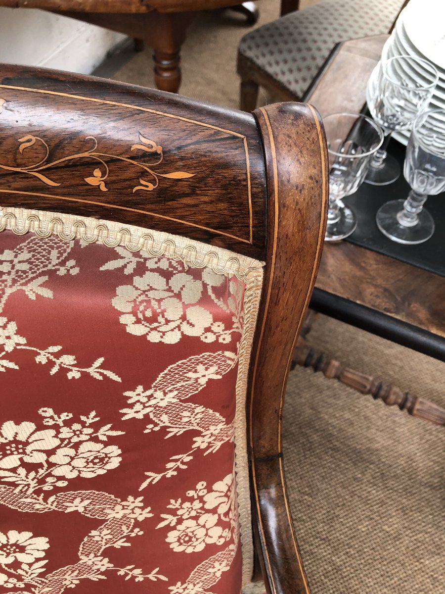 Mahogany Armchair With Inlay, Charles X Period, 19th Century -photo-3
