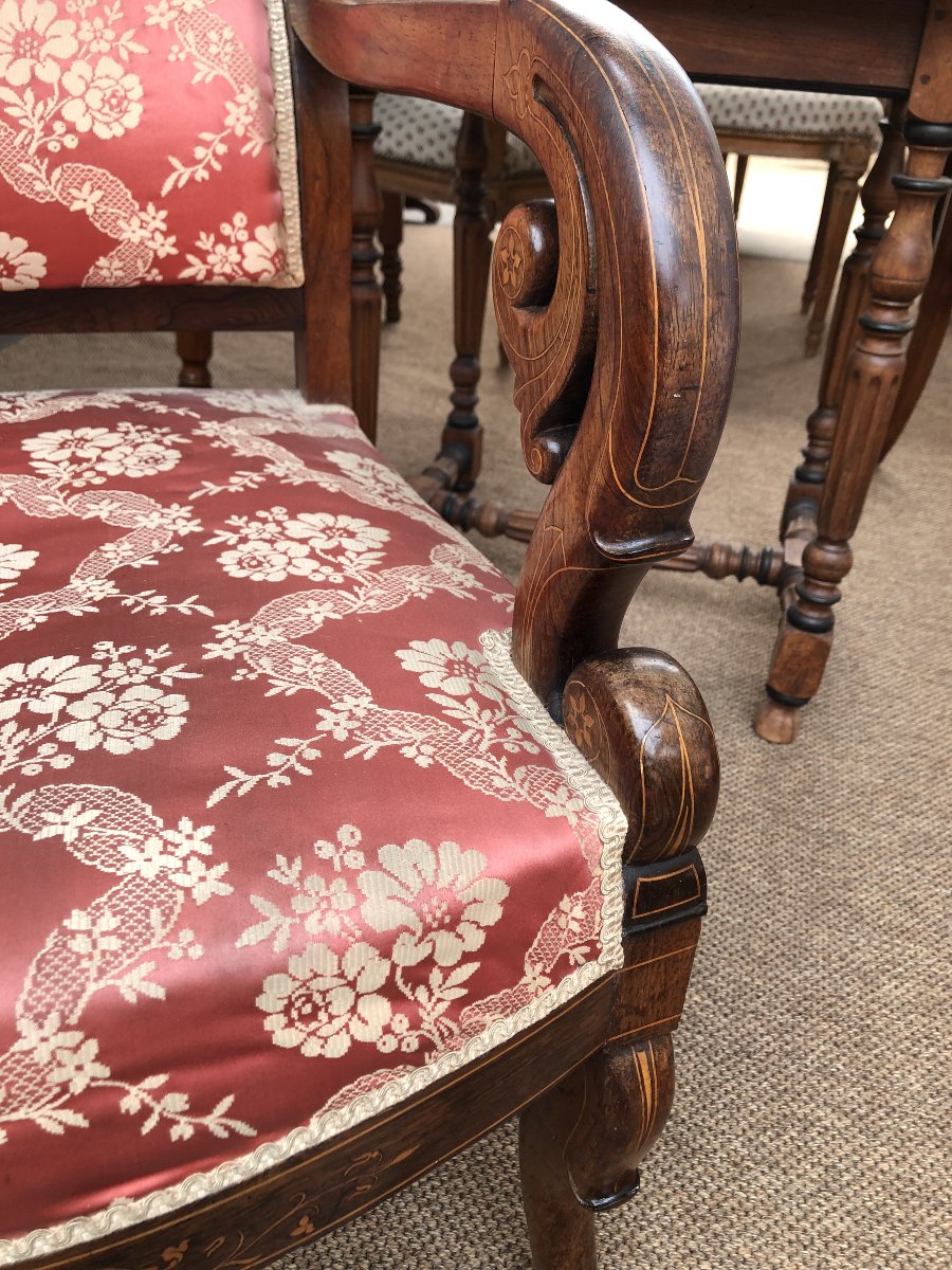 Mahogany Armchair With Inlay, Charles X Period, 19th Century -photo-1