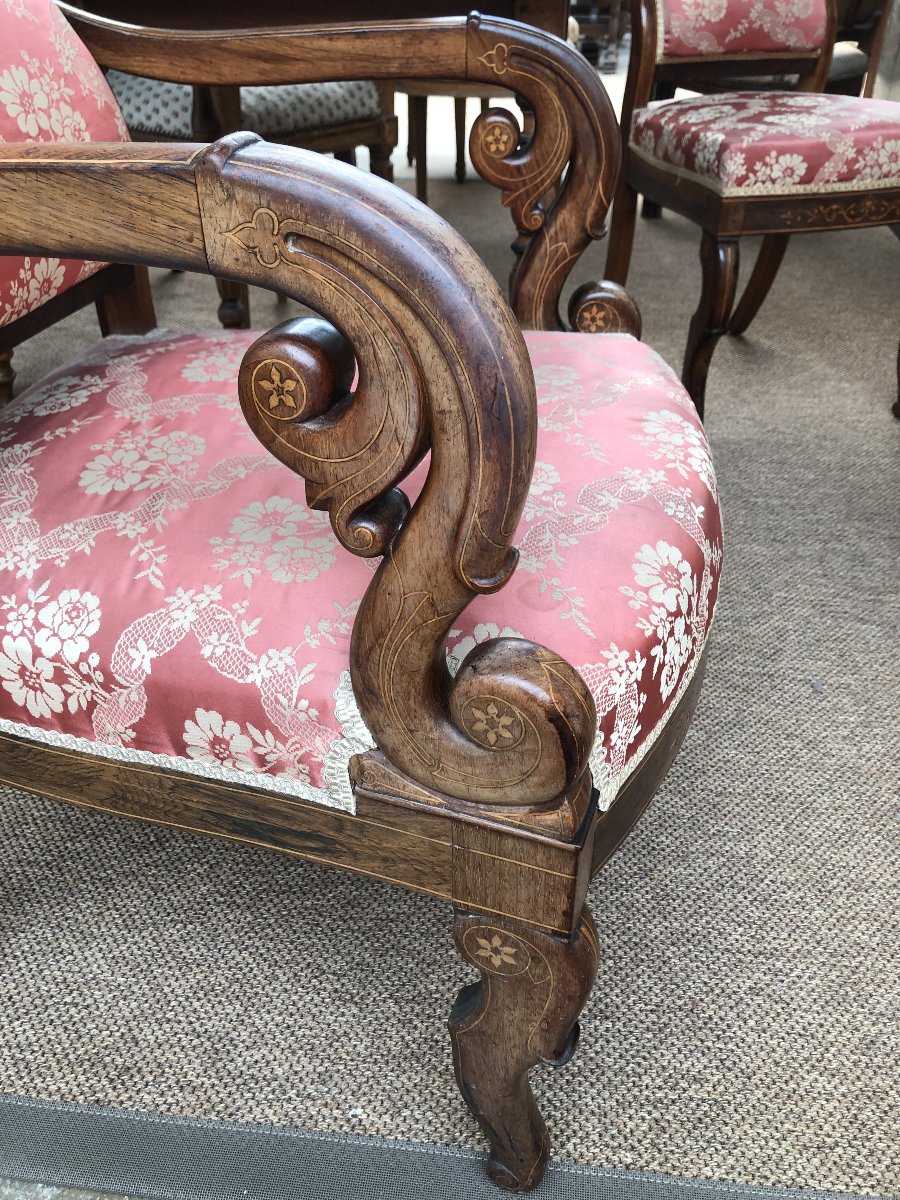 Mahogany Armchair With Inlay, Charles X Period, 19th Century -photo-3