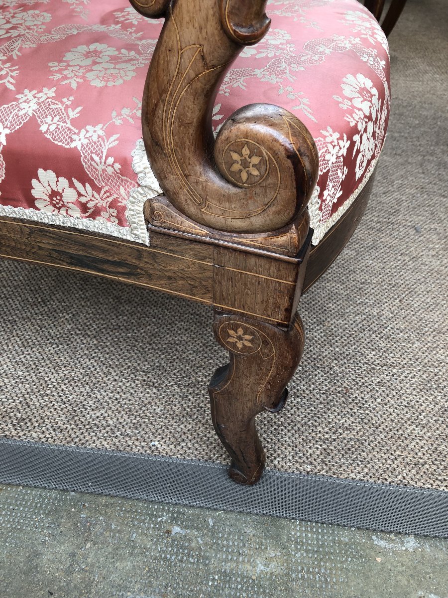 Mahogany Armchair With Inlay, Charles X Period, 19th Century -photo-4