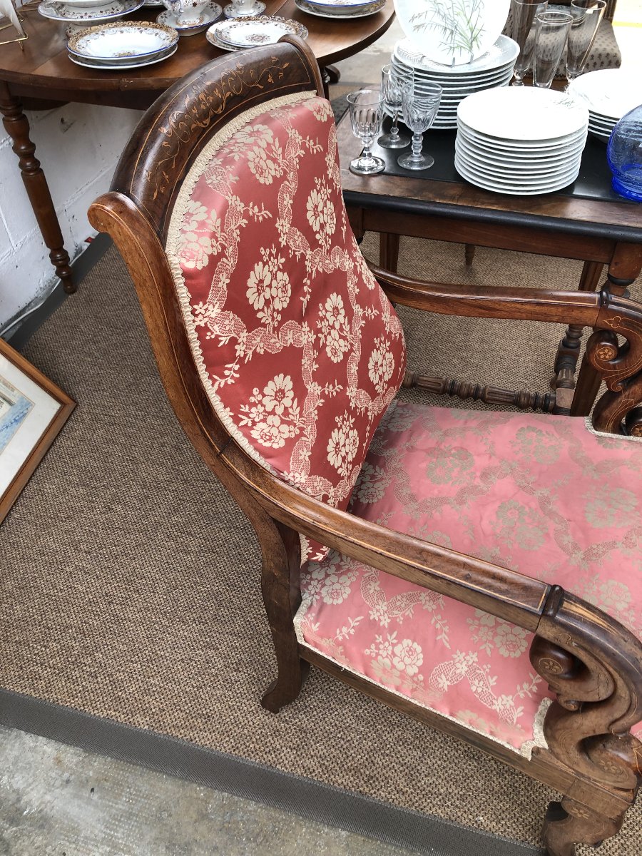 Mahogany Armchair With Inlay, Charles X Period, 19th Century -photo-5