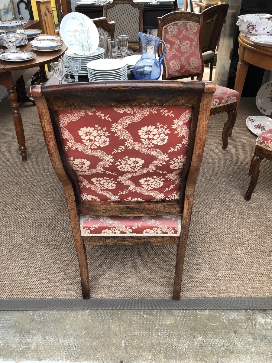 Mahogany Armchair With Inlay, Charles X Period, 19th Century -photo-6